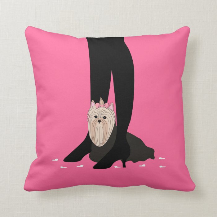 Girls' Night Out Yorkshire Terrier Throw Pillow