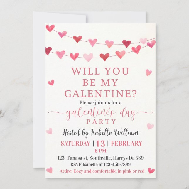 Girls Night Party - Will You Be My Galentine’s Day Invitation (Front)