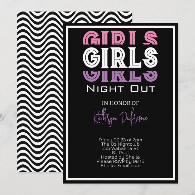 Girls Night Personalized Invitation (Front/Back)