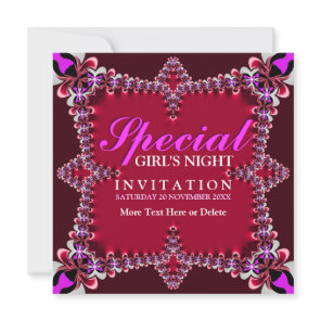 Girls Night Red Hot Pink Party Invitation