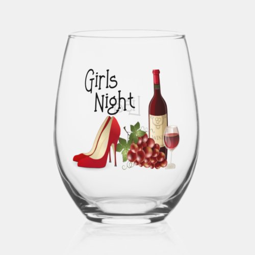 Girls Night Stemless Wine Glass