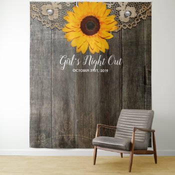 Girl's Nightout Rustic Sunflower Photo Booth Prop Tapestry by oddlotpaperie at Zazzle