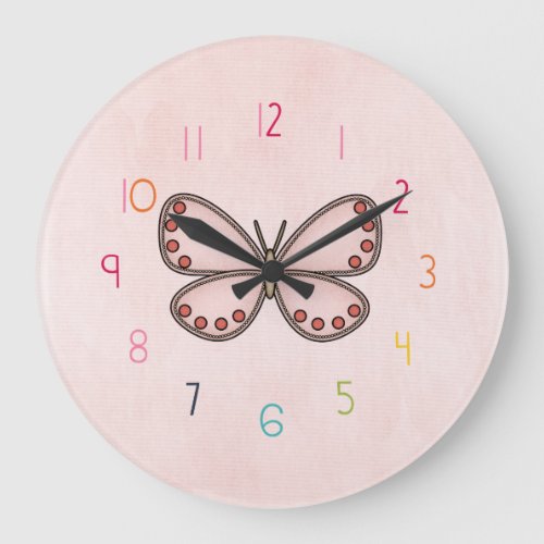 girls numbered  butterfly Clock
