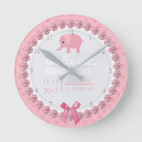 Girls Nursery Pink Elephant | Custom Birth Stats