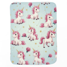 Girls Nursery Set: Unicorn Baby Blanket