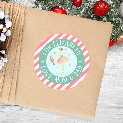 Girls Nutcracker Ballet Christmas Gift Classic Round Sticker