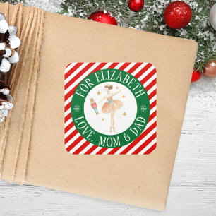 Girls Nutcracker Ballet Custom Christmas Gift Square Sticker