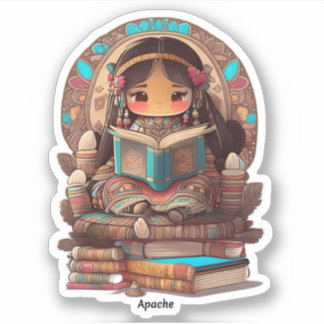 Girls of the World Reading - Apache Sticker