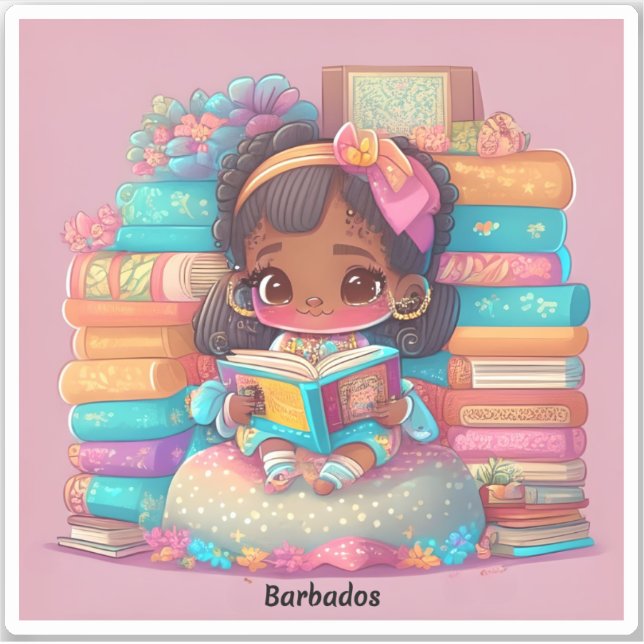 Girls of the World Reading - Barbados Sticker (Front)