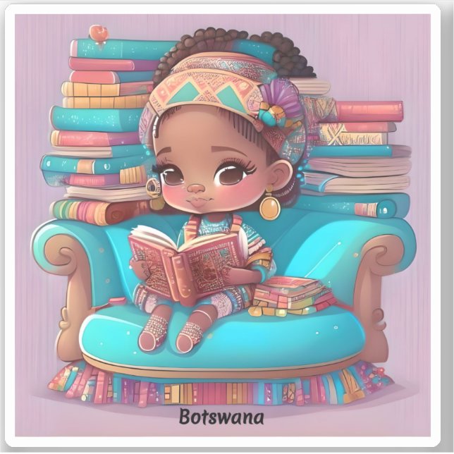 Girls of the World Reading - Botswana Sticker (Front)
