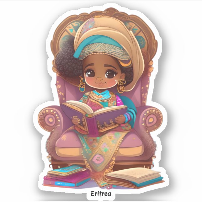 Girls of the World Reading - Eritrea Sticker (Front)