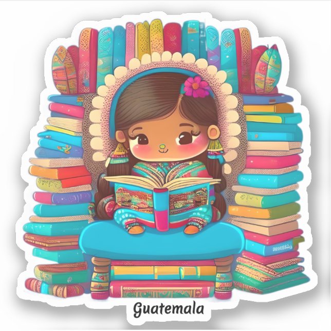 Girls of the World Reading - Guatemala Sticker (Front)