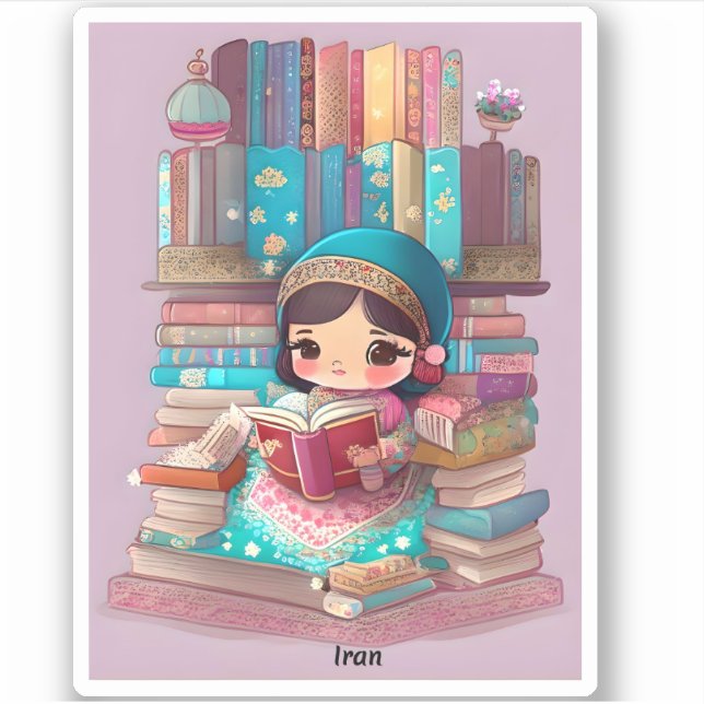Girls of the World Reading - Iran Sticker (Front)