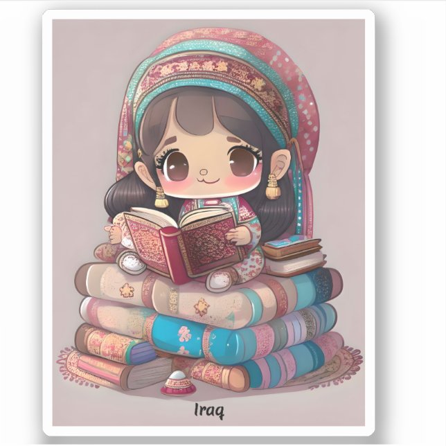 Girls of the World Reading - Iraq Sticker (Front)