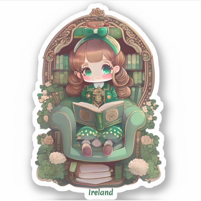 Girls of the World Reading - Ireland Sticker (Front)