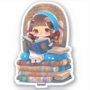 Girls of the World Reading - Israel Sticker