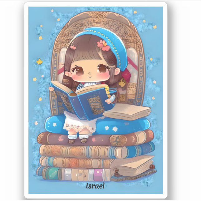 Girls of the World Reading - Israel Sticker (Front)