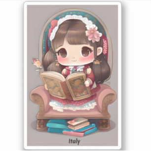 Girls of the World Reading - Italy Sticker