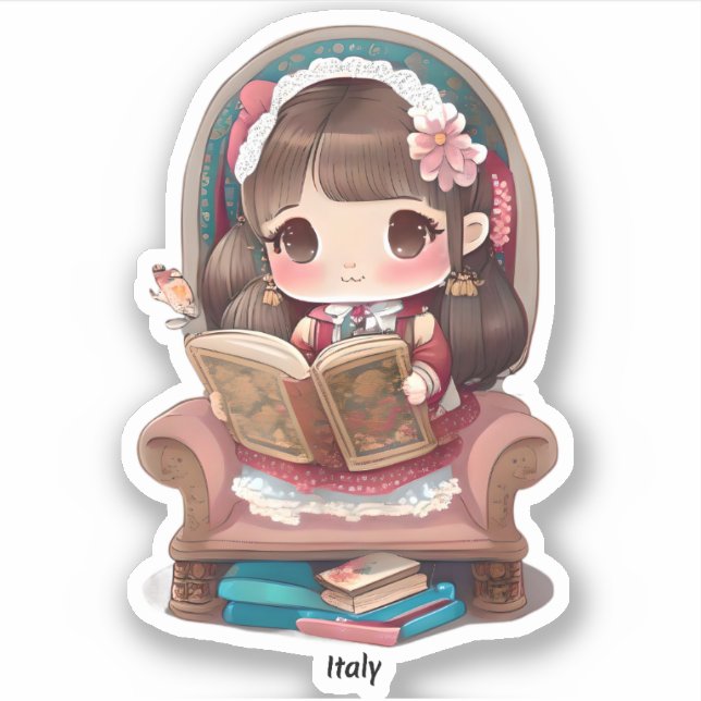 Girls of the World Reading - Italy Sticker (Front)
