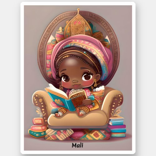 Girls of the World Reading _ Mali Sticker