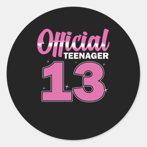 Girls Official Teenager 13 Birthday Classic Round Sticker