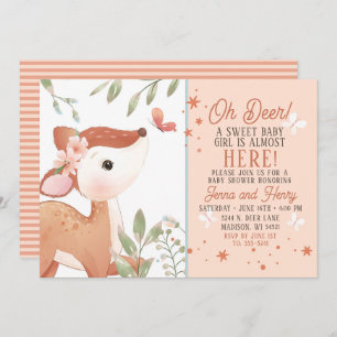 Girls Oh Deer Baby Shower Invitation