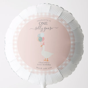 Girl's One Silly Goose 1st Birthday Party Balloon