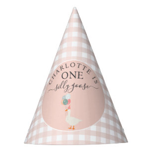 Girl's One Silly Goose 1st Birthday Party Hat