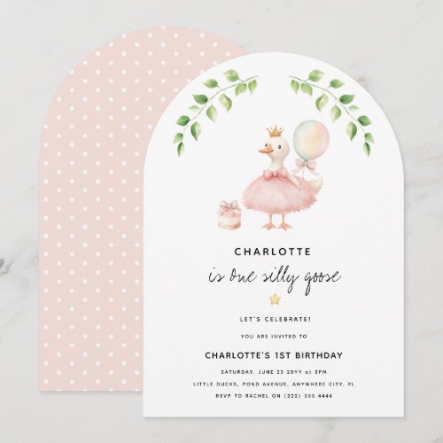 Girls One Silly Goose 1st Birthday Party