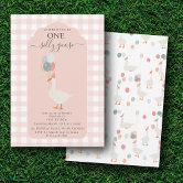 One Silly Goose Pink Floral 1st Birthday Invitation