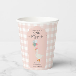 Girl's One Silly Goose 1st Birthday Party Paper Cups