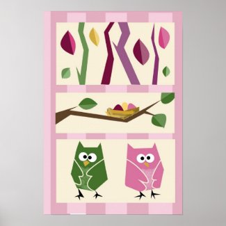 Girls Owl Wall Decor 2 Poster
