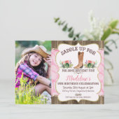 Girls Paisley Western Boots Birthday Invitation (Standing Front)