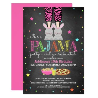 Girl's Pajama Party Birthday Invitations
