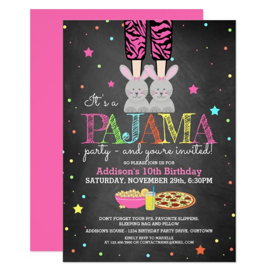 girl s pajama party birthday invitations zazzle com