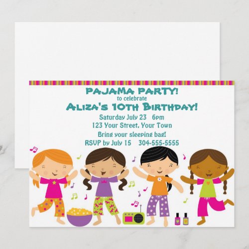 Girls Pajama Party Personalized Announcement