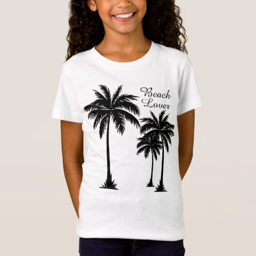 Girls Palm Tree Beach Lover Tropical T_Shirt