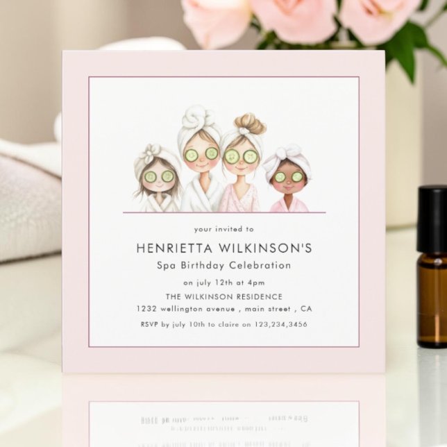 Girls Pamper Party Spa Birthday Invite (Creator Uploaded)