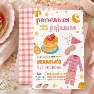 Girls Pancakes and Pajamas Birthday Invitation