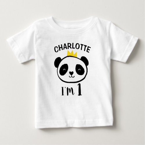 Girls Panda Bear Princess 1st Birthday T_Shirt