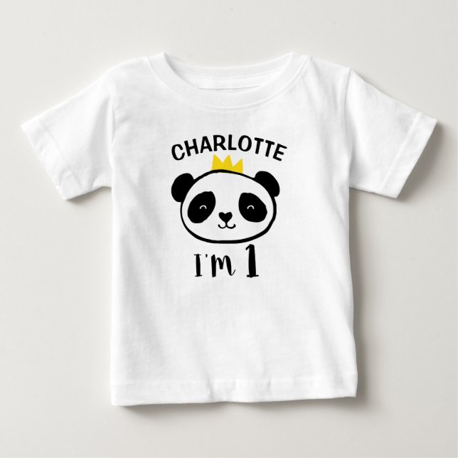 Girls Panda Bear Princess 1st Birthday T-Shirt (Front)