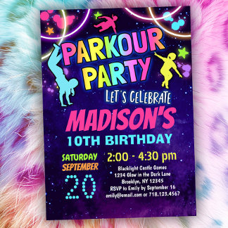 Girls Parkour Birthday Party Invitation