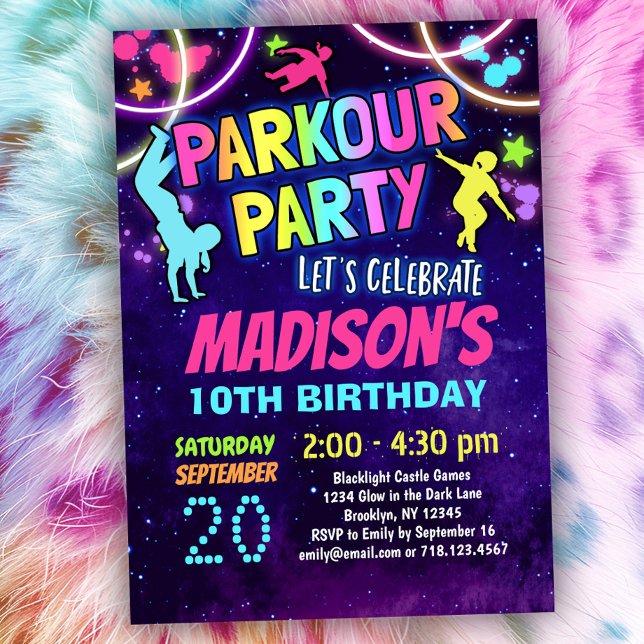 Girls Parkour Birthday Party Invitation (Creator Uploaded)