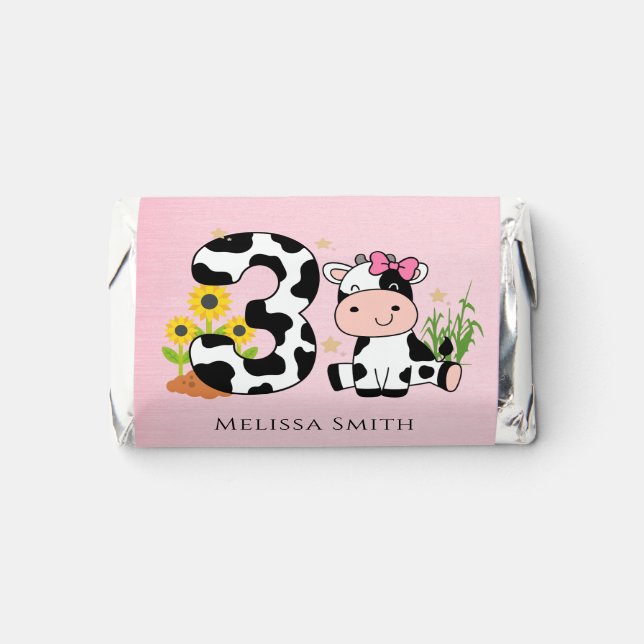  Girls Party  Cow 3rd Birthday    Hershey's Miniatures (Front)
