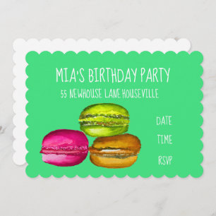 Girl's party cute macaron birthday Party Invitation