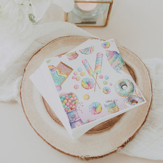 Girls Pastel Candy Land Birthday Party Table Napkins