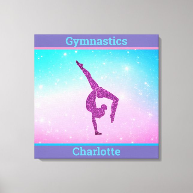 Girls Pastel Gymnastics Stretched Canvas Print (Front)