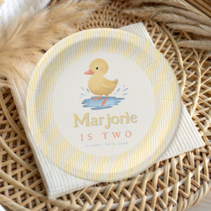 Girls Pastel Summer Duckling Birthday Paper Plates