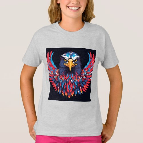 Girls Patriotic American Eagle Tee T_Shirt