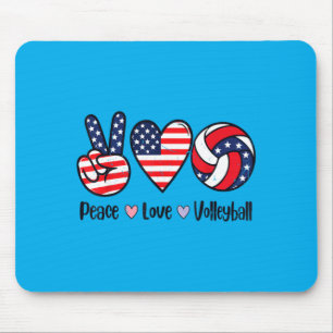 Girls Peace Love Volleyball 4th July Aamerican Mouse Pad